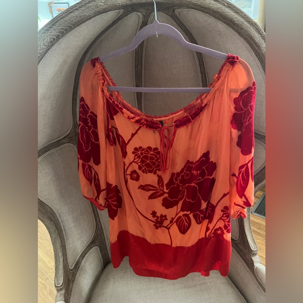 Silk and velvet Hale Bob shirt size small